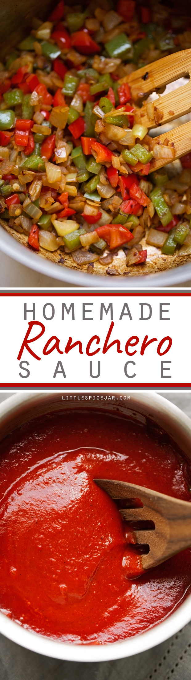 Ranchero Sauce - A simple recipe to make homemade ranchero sauce! This sauce is amazing on huevos rancheros, to dip your breakfast tacos in, or to use as enchilada sauce in casseroles! #rancherosauce #huevosrancheros #tacosauce | Littlespicejar.com
