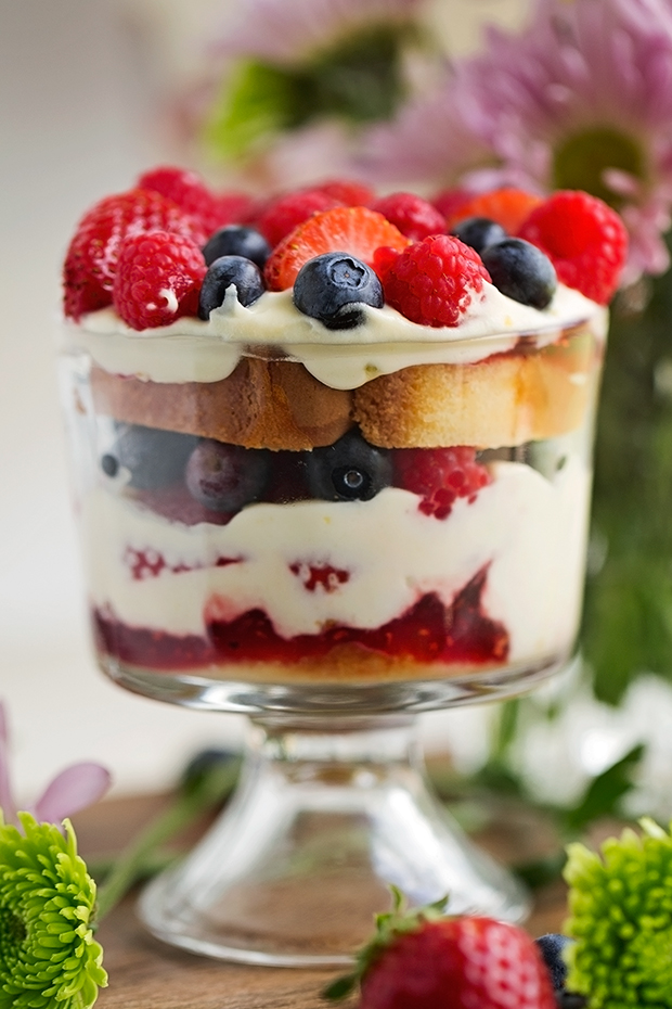 Citrus-Berry-Trifle-Citrus Berry Trifle - The EASIEST dessert ever! made with layers of lemon flavor whipped cream, poundcake, and lots of berries! #desserts #trifle #berrytrfile | Littlespicejar.com