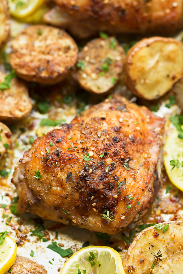 One Sheet Pan Roasted Za'atar Chicken and Potatoes Recipe | Little