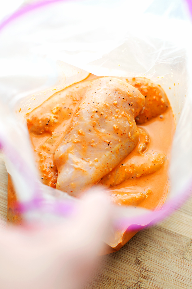 chicken marinating in bag
