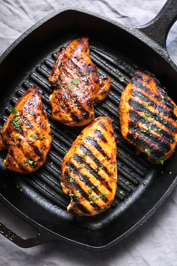 grilled chicken on grill pan