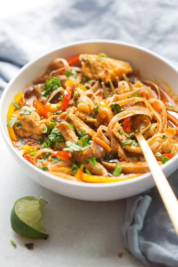 20 Minute Chicken Panang Curry Noodle Bowls Recipe | Little Spice Jar