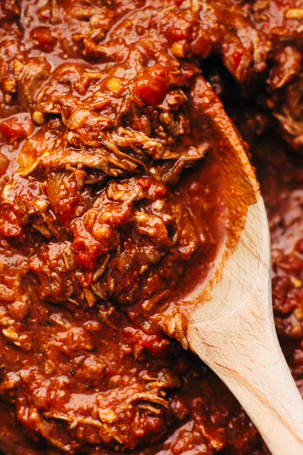 Weekend Braised Beef Ragu with Pappardalle - A simple beef ragu that's so simmered on the stove top or in a crockpot all day long. So comforting! #beefragu #slowcookerbeefragu #braisedbeef | Littlespicejar.com