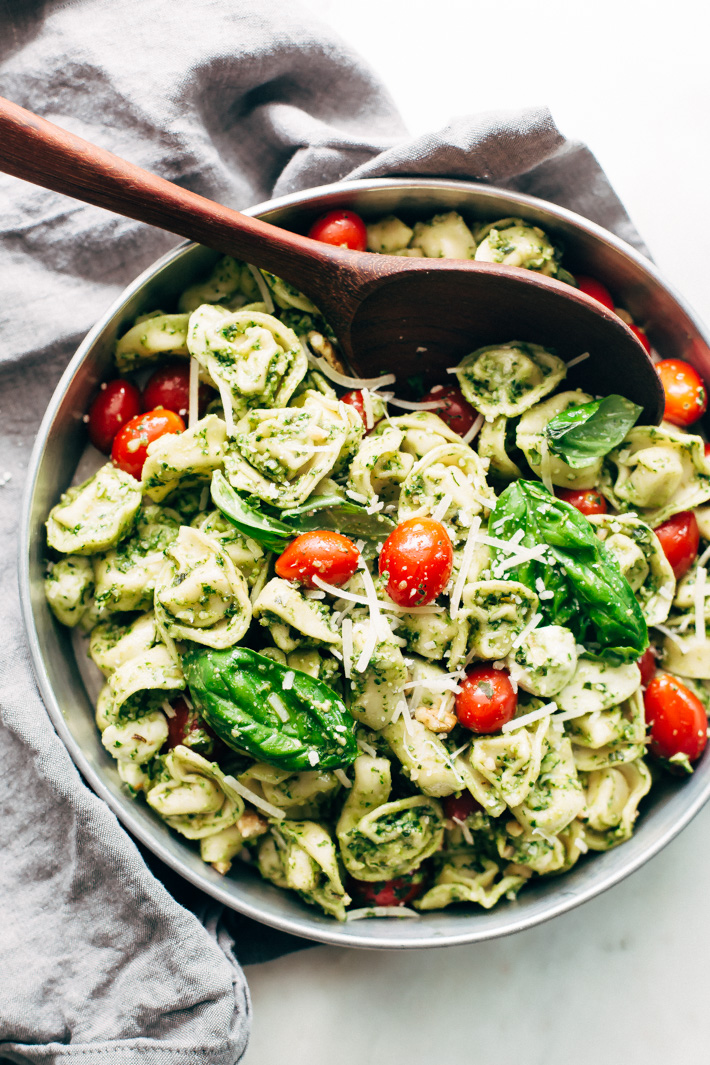 15 Minute Spinach Pesto Tortellini Salad Recipe | Little Spice Jar