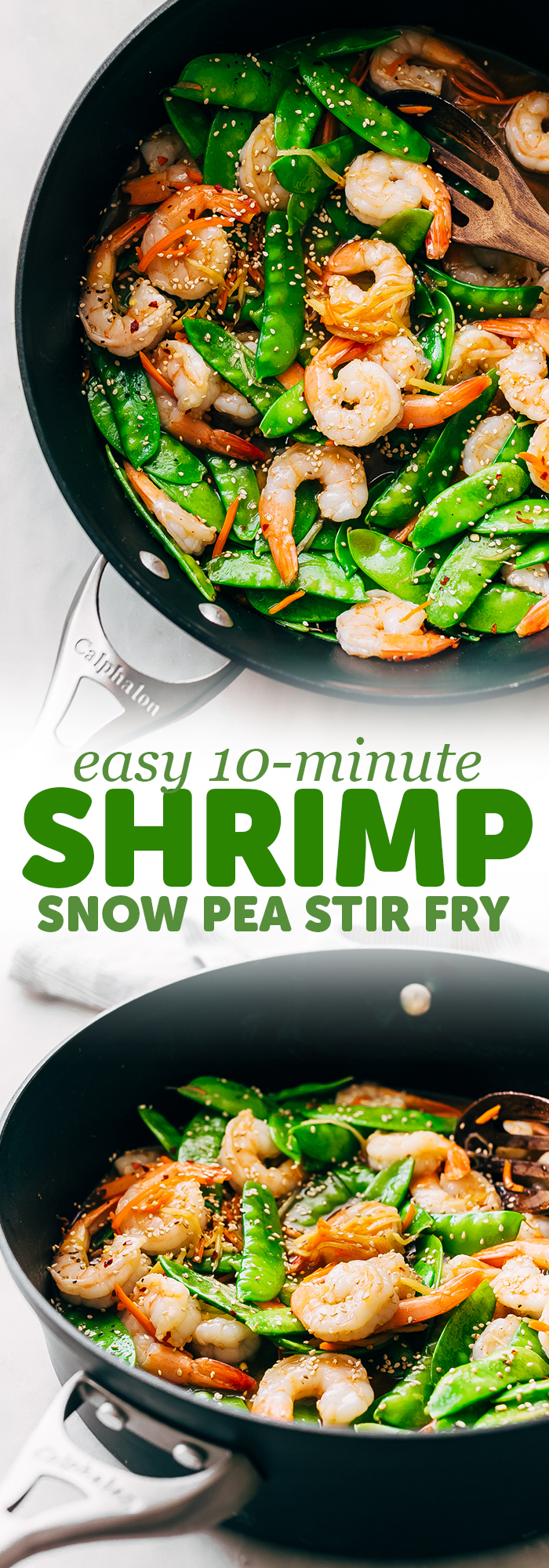 10-Minute Ginger Shrimp Snow Pea Stir Fry - a quick and easy recipe that you can meal prep for the week or put together for dinner tonight! #shrimpstirfry #stirfry #stirfryrecipe #shrimpsnowpeastirfry #quickdinner #dinnerrecipes | Littlespicejar.com