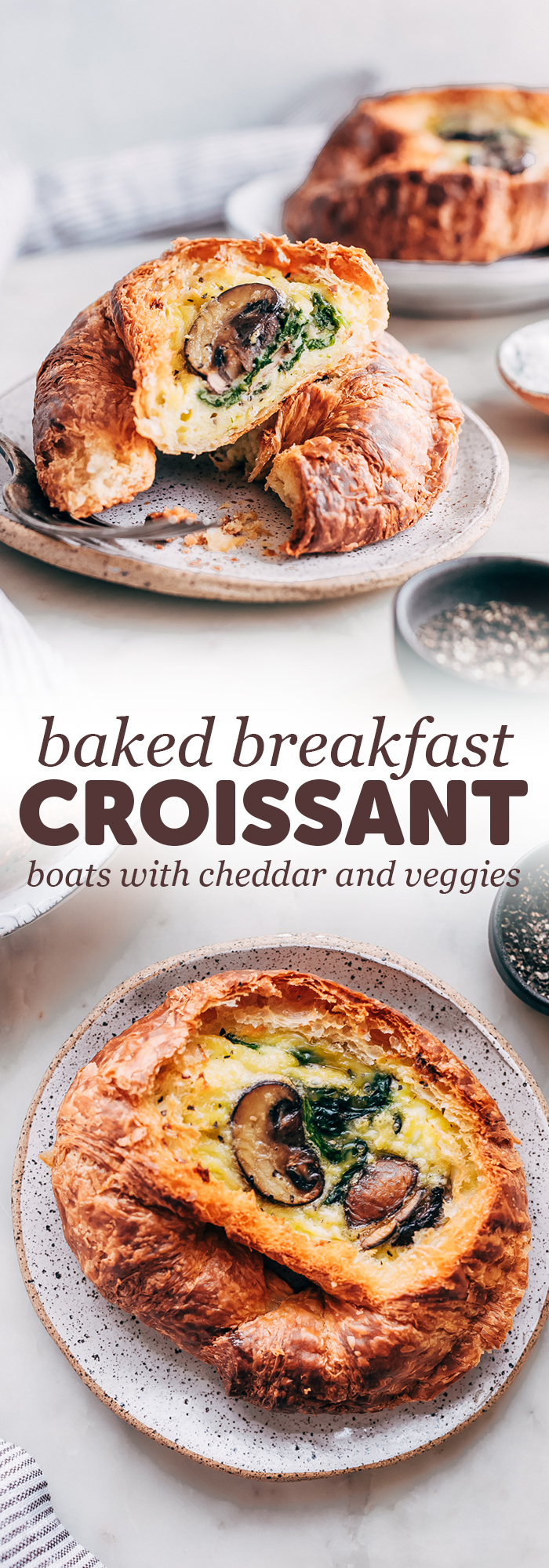 Easy Breakfast Croissant Boats - Learn how to make easy breakfast croissant boats and customize them for your taste! These croissant boats are the perfect grab and go option for busy mornings! You can make and freeze them, then just reheat in a toaster oven! #croissantboats #breakfastideas #backtoschool #breakfastcasserole | Littlespicejar.com