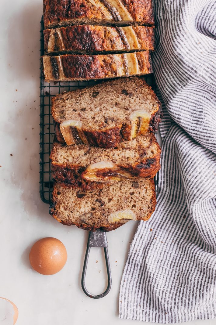 Brown Butter Maple Pecan Banana Bread - learn how to make a naturally sweetened, brown butter scented banana bread that's tender and delicious! The best way to use up ripe bananas! #maplepecanbananabread #bananabread #bread #baking #brownbutterbananabread | Littlespicejar.com