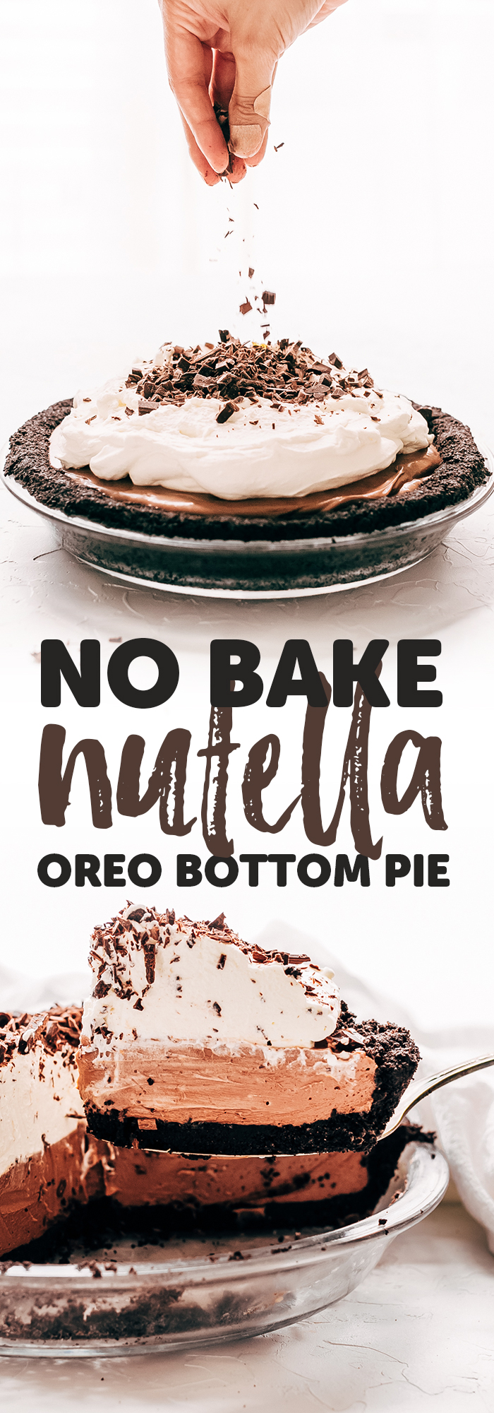 Easiest No Bake Nutella Pie - learn how to make the most delicious Nutella Pie and it only requires 10 minutes of hands on time! #nutellapie #dessertrecipes #nobakedesserts #nobakepie | Littlespicejar.com
