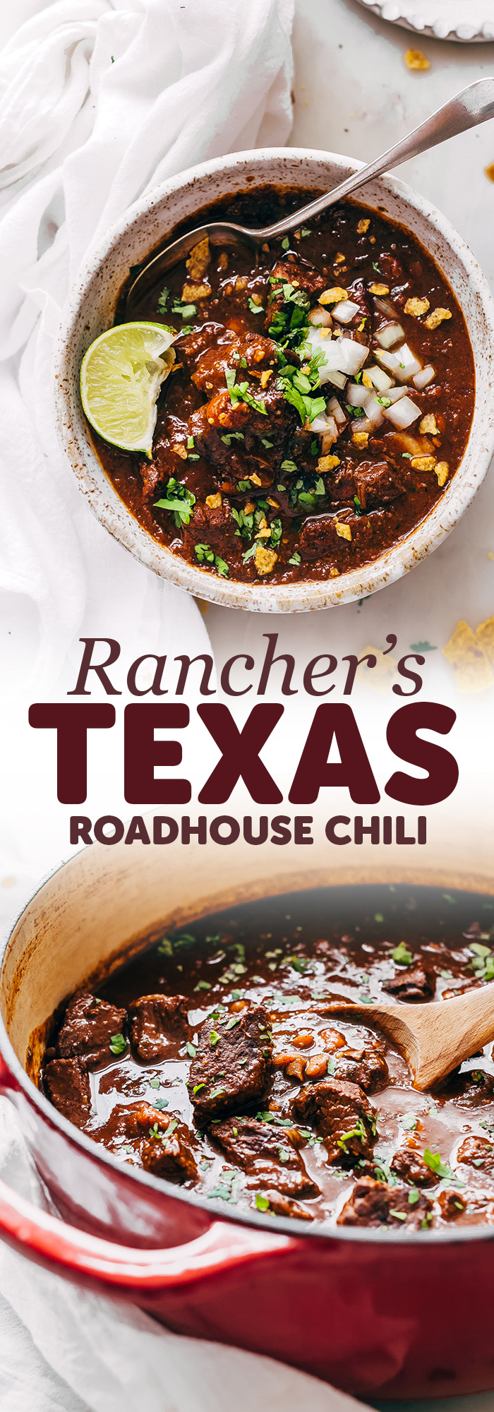 Rancher's Texas Chili (Chili con Carne) - Learn how to make texas chili or chili con carne! This is an easy recipe that uses chuck roast rather that ground beef and is so hearty and filling! #texaschili #chilirecipe #heartychili #homemadechili #chuckroastchili | Littlespicejar.com