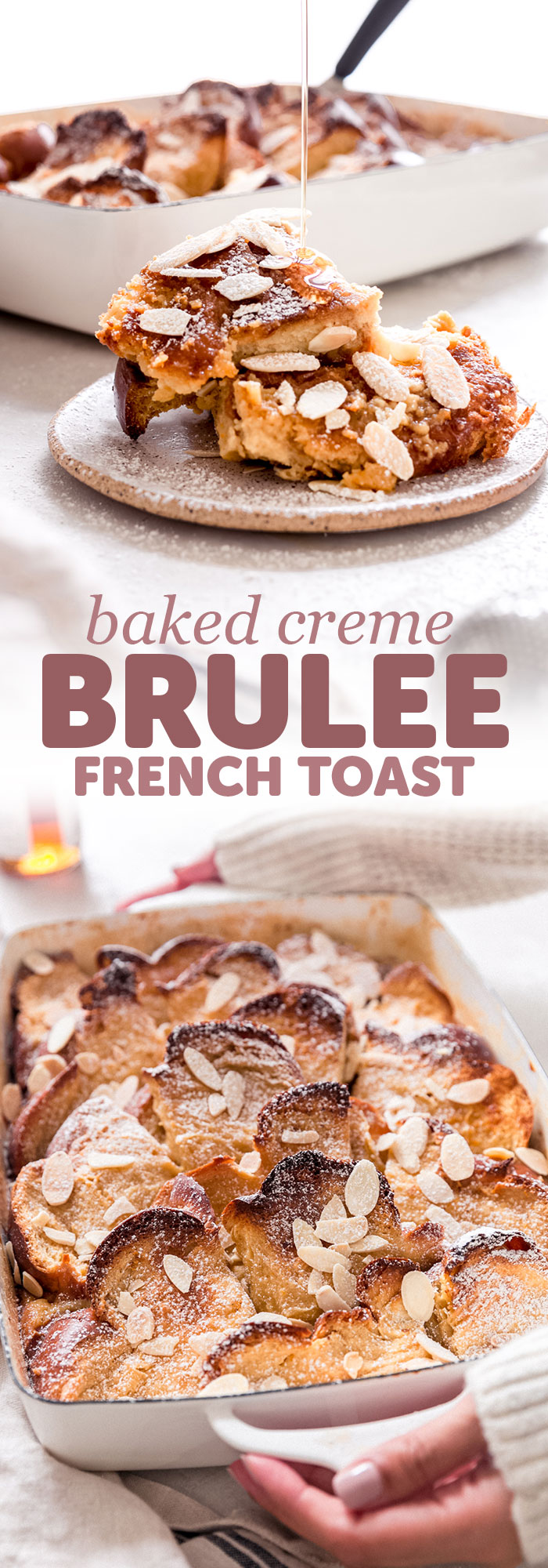 Baked Creme Brulee French Toast - The easiest baked creme brulee french toast recipe, and it feeds a crowd! The bottom is loaded with a caramel glaze, and the custard is rich and creamy! The best part is, you can make it ahead #cremebrulee #frenchtoast #bakedfrenchtoast #cremebruleefrenchtoast #frenchtoastcasserole | Littlespicejar.com