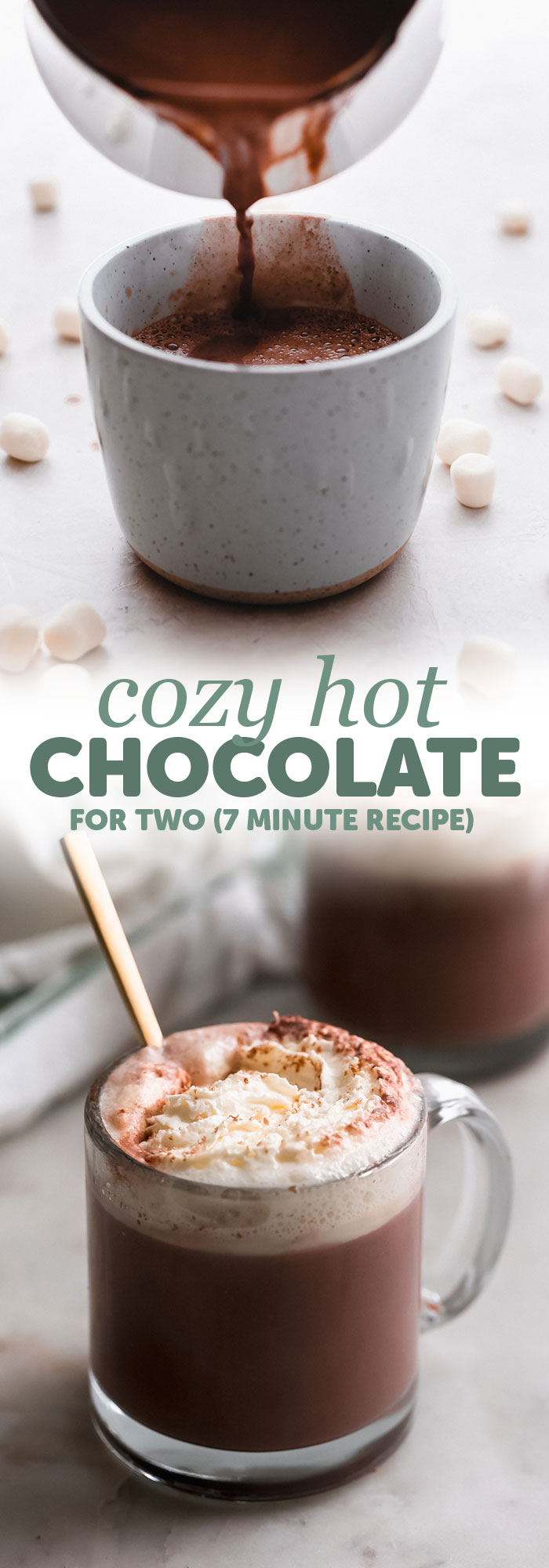 Hot Chocolate for Two - a simple recipe with just 5 ingredients and it takes 10 minutes to make from start to finish! #hotchocolate #stovetophotchocolate #hotchocolaterecipe #hotcocoa | Littlespicejar.com