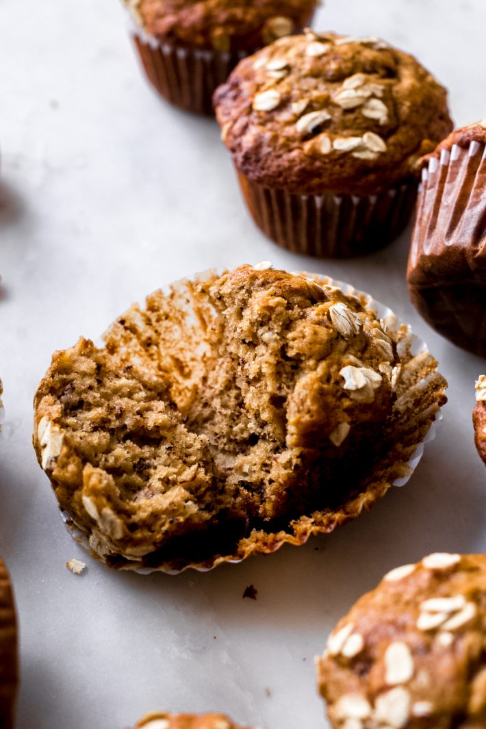 Healthy Maple Banana Nut Muffins - homemade banana nut muffins that are actually healthy for you! #maplebananamuffins #bananamuffins #banananutmuffins #healthy #baking | Littlespicejar.com
