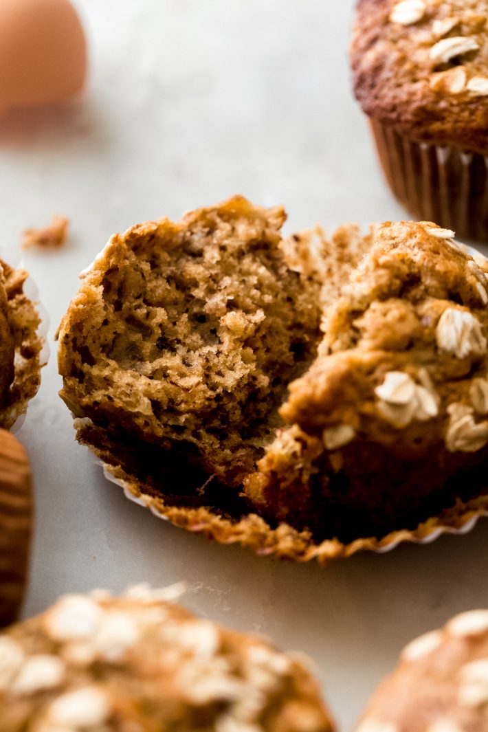 Healthy Maple Banana Nut Muffins - homemade banana nut muffins that are actually healthy for you! #maplebananamuffins #bananamuffins #banananutmuffins #healthy #baking | Littlespicejar.com