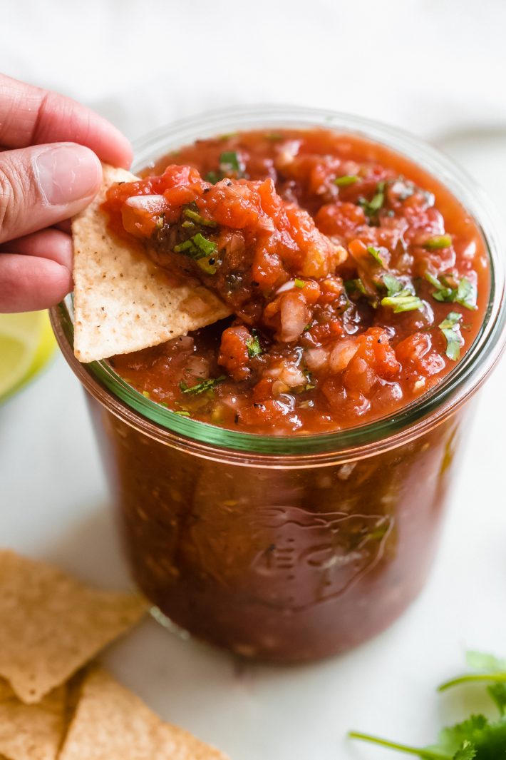 5 Minute Blender Salsa (Restaurant-Style) Recipe | Little Spice Jar