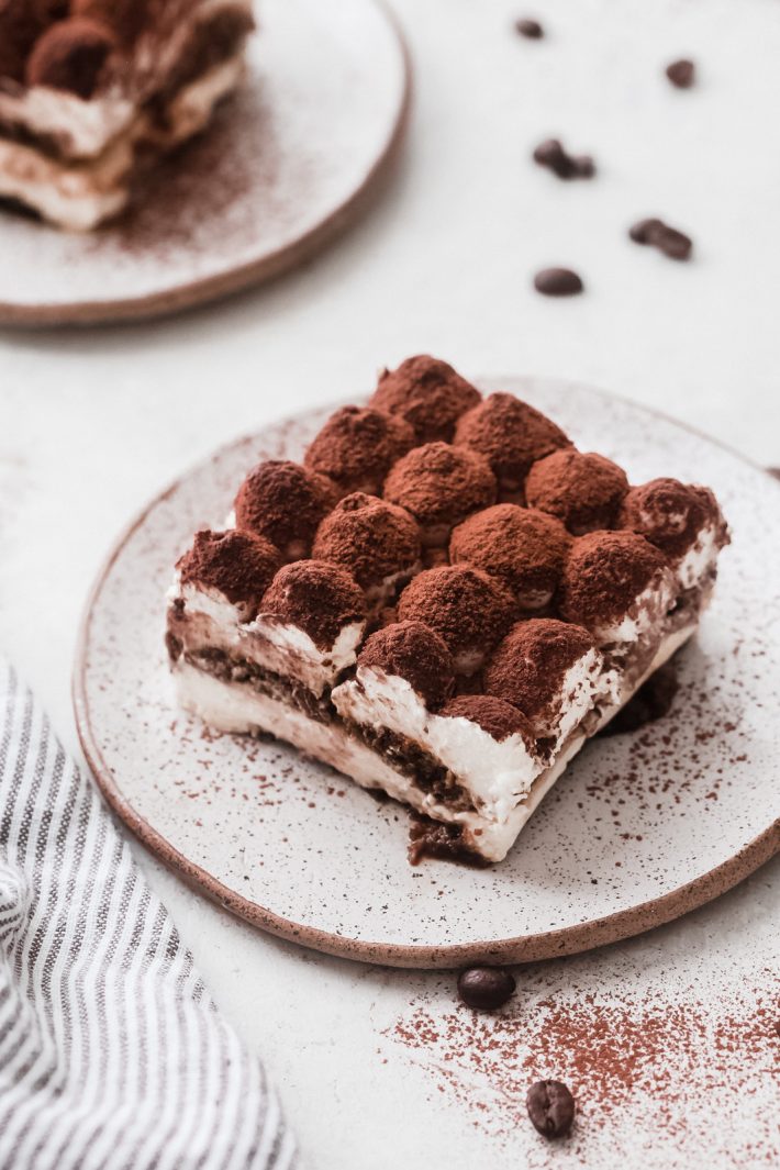 The Easiest Eggless Tiramisu: Learn how to make the easiest eggless tiramisu! Tiramisu takes just 15 minutes of hands-on work and requires no cooking or baking. Eggless tiramisu is the perfect summer dessert! #tiramisu #egglesstiramisu #tiramisudessert #nobakedessert #summerdessert | Littlespicejar.com