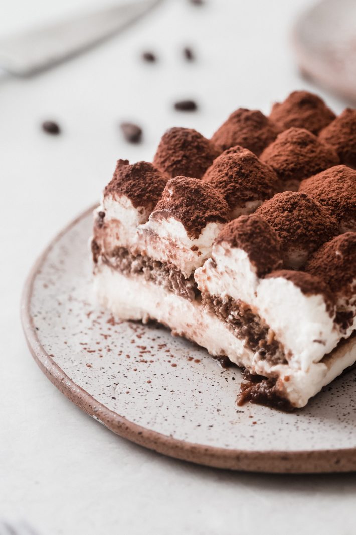 The Easiest Eggless Tiramisu: Learn how to make the easiest eggless tiramisu! Tiramisu takes just 15 minutes of hands-on work and requires no cooking or baking. Eggless tiramisu is the perfect summer dessert! #tiramisu #egglesstiramisu #tiramisudessert #nobakedessert #summerdessert | Littlespicejar.com