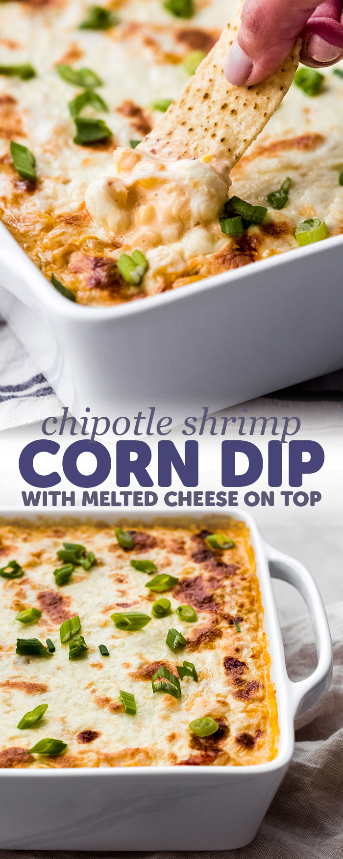 Hot Chipotle Shrimp Corn Dip - Learn how to make the most addicting chipotle spiked shrimp and corn dip! This dip is sure to have your guests asking you for the recipe! #dip #appetizers #newyearseveappetizers #thebiggame #dipideas #diprecipes | Littlespicejar.com