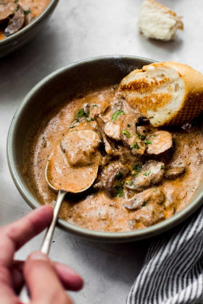 Hungarian Mushroom Soup in a bowl