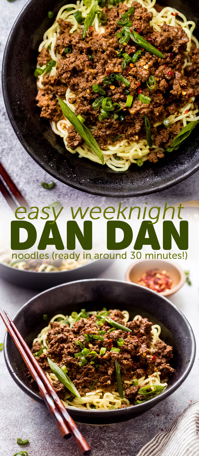 Weeknight Dan Dan Noodles (Just like Take-out!) These noodles can be made with ground chicken, ground beef, ground turkey, or even pork! Ready in about 30 minutes #pastarecipes #asiantakeout #takeoutfakeout #dandannoodles #dandannoodlerecipe | Littlespicejar.com
