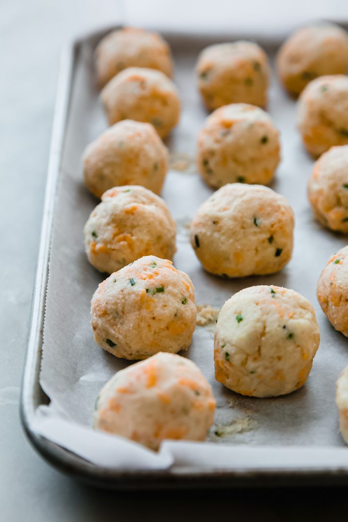 balls on baking sheet with parchment