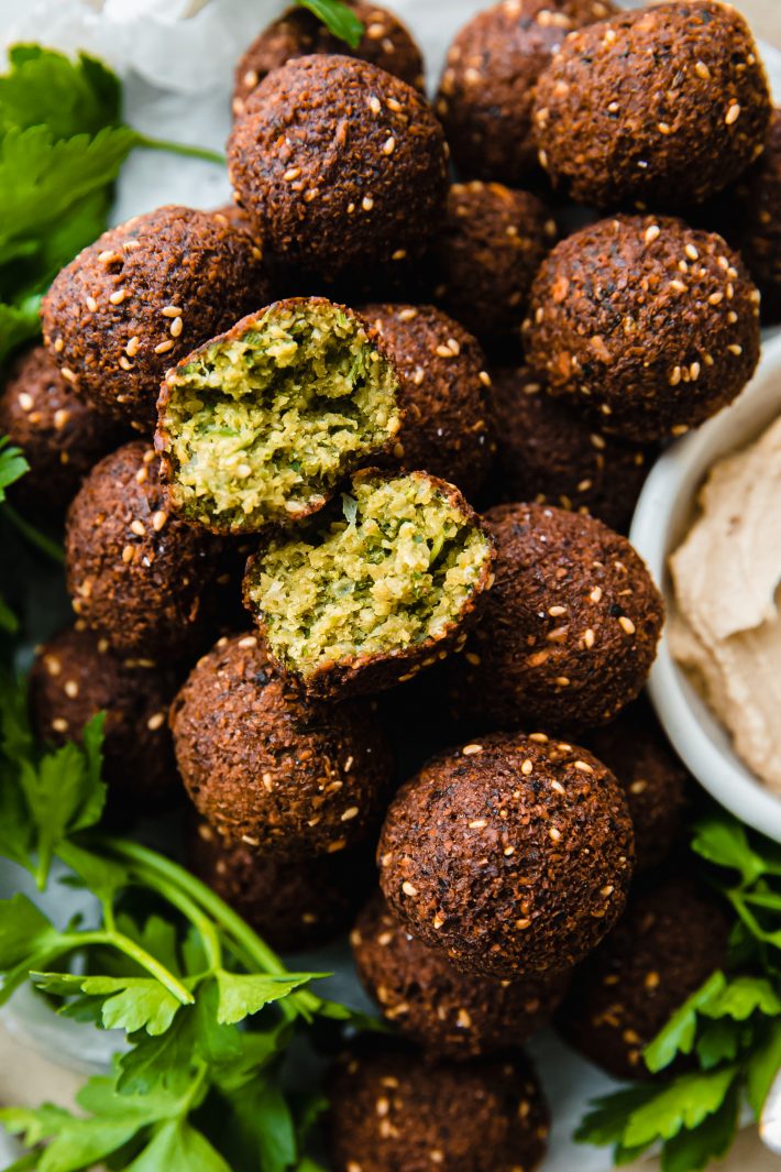 opened up falafel showing texture