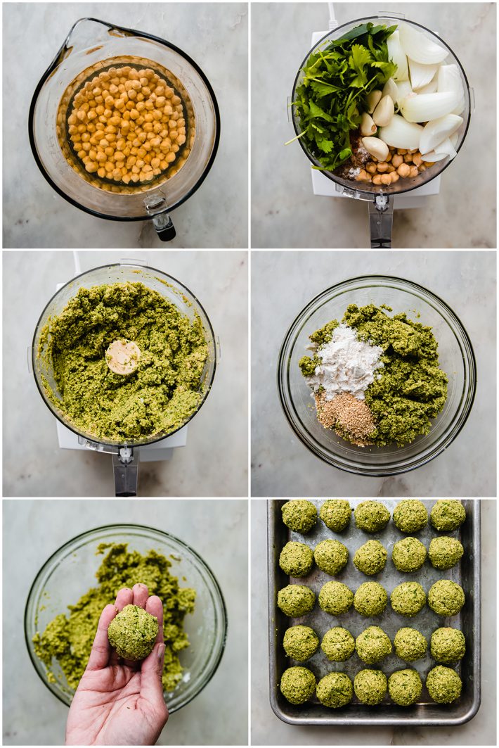 process shots for preparing falafel mixture