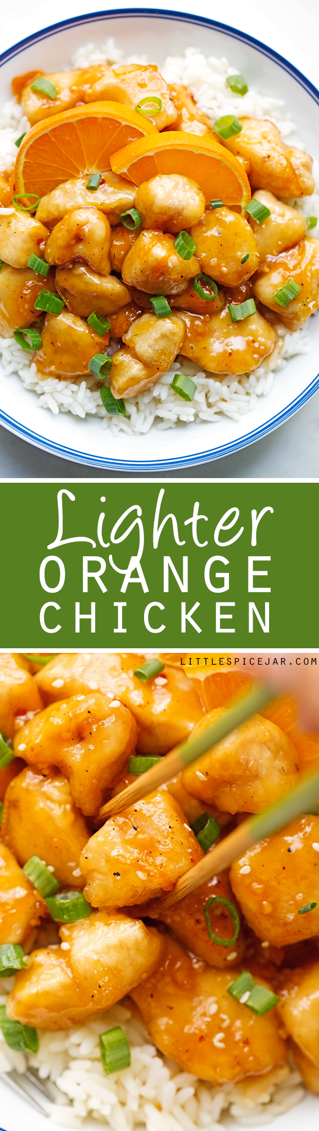 Lighter Orange Chicken - takes just 30 minutes from start to finish and totally healthier than your local take-out! #asianchicken #orangechicken #sweetandsourchicken #chinesefood | Littlespicejar.com