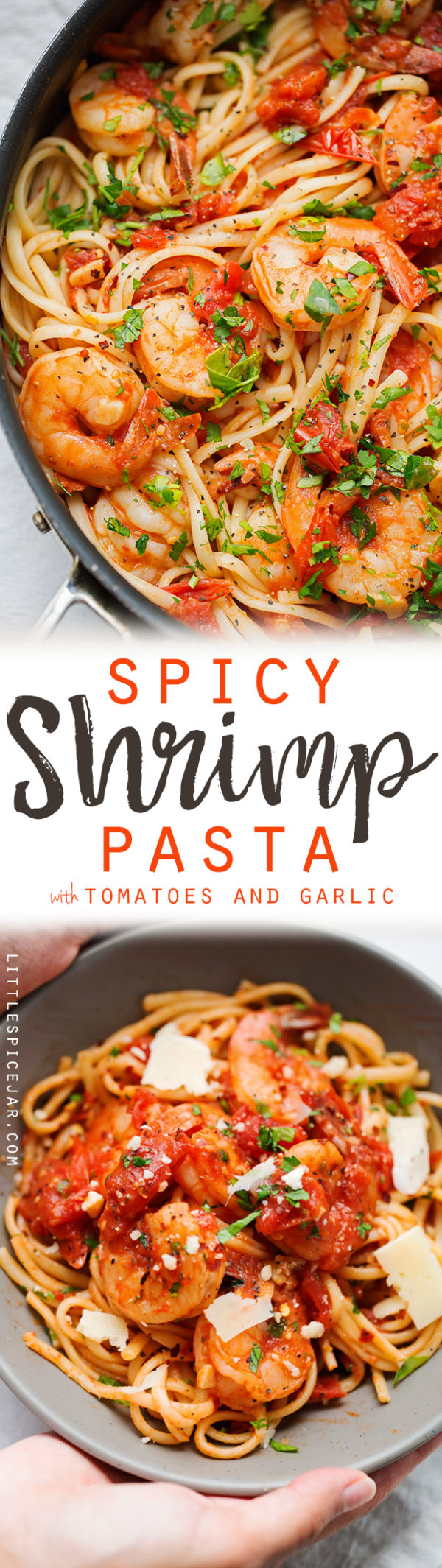 Spicy Shrimp Pasta with Tomatoes and Garlic | Little Spice Jar