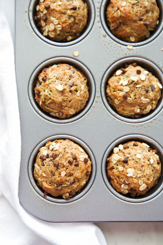 Healthy Zucchini Muffins with Chocolate Chips
