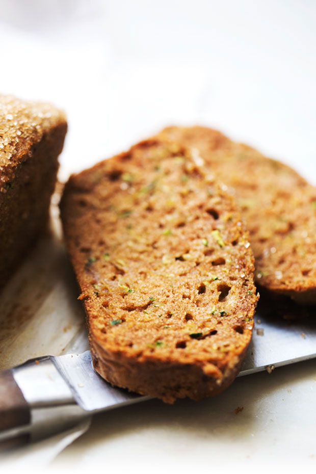 Autumn Spiced Zucchini bread -- made with warm spiced and topped with a crunchy sugar topping. The most delicious loaf you'll make this fall! #zucchinibread #zucchiniloaf #spicedbread | Littlespicejar.com