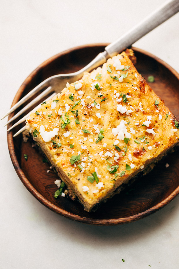 Upside Down Mexican Breakfast Casserole with Hash Brown Crust