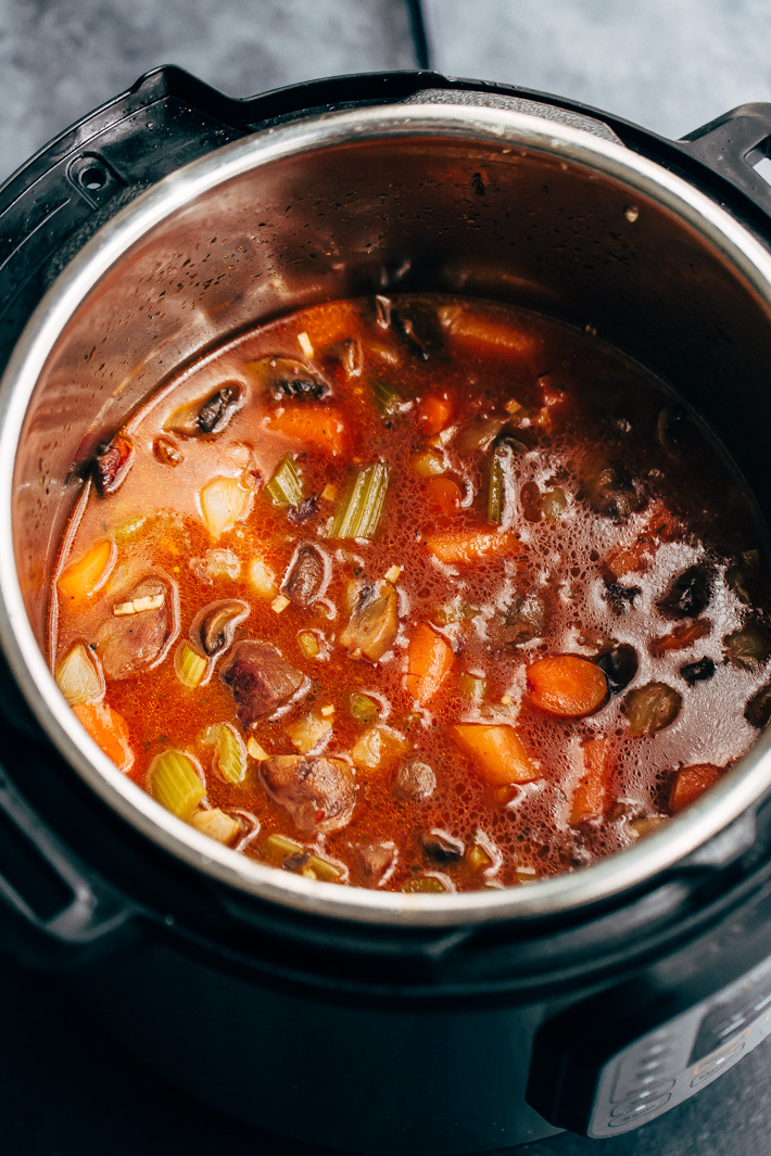 instant pot with beef stew