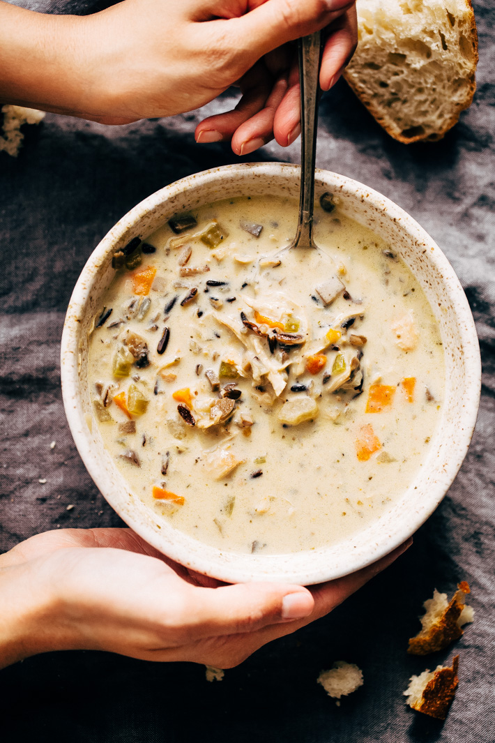 Instant Pot Chicken Wild Rice Soup - this soup is warm and filling and takes 45 minutes to make from start to finish! #instantpot #pressurecooker #soup #chickenwildricesoup #wildricesoup | Littlespicejar.com