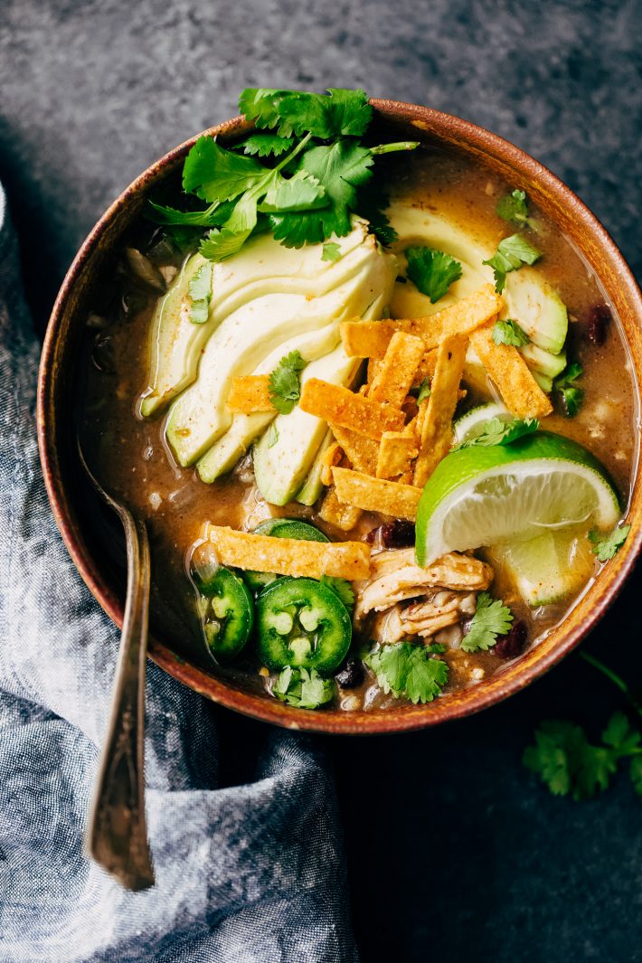 Wintry Verde Chicken Enchilada Soup Recipe | Little Spice Jar