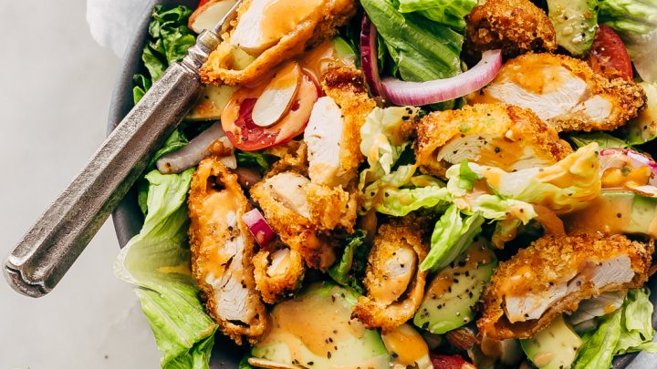 https://littlespicejar.com/wp-content/uploads/2018/07/Crispy-Chicken-Salad-with-BBQ-Honey-Mustard-Dressing-13-720x405.jpg