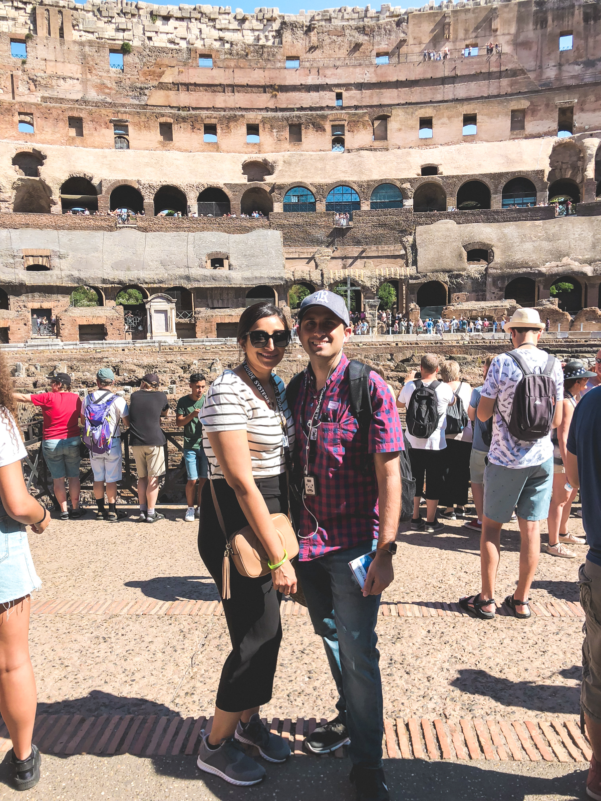 hubby and I inside the Colosseum on a tour