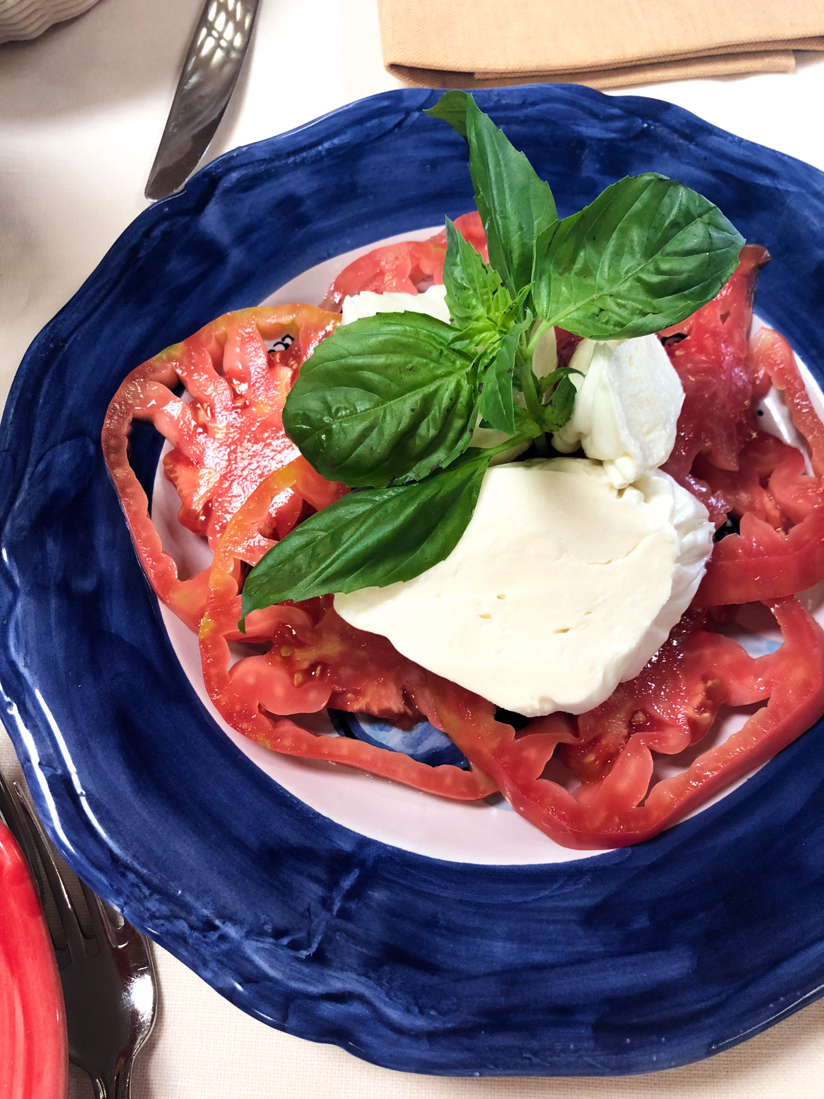 fresh tomatoes and mozzarella with basil from Chez Black