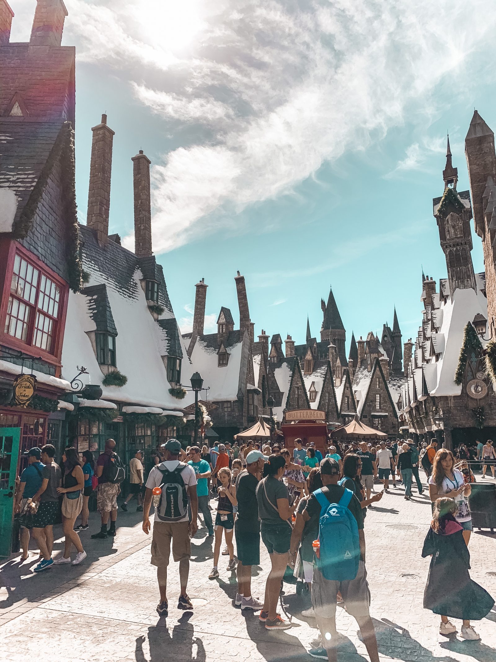 walking through Hogsmeade at the Wizarding World of Harry Potter
