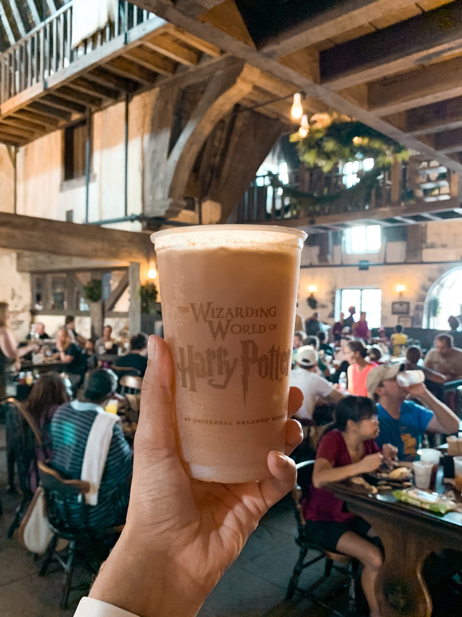 Pumpkin Juice inside the Three Broomsticks at the Wizarding World of Harry Potter