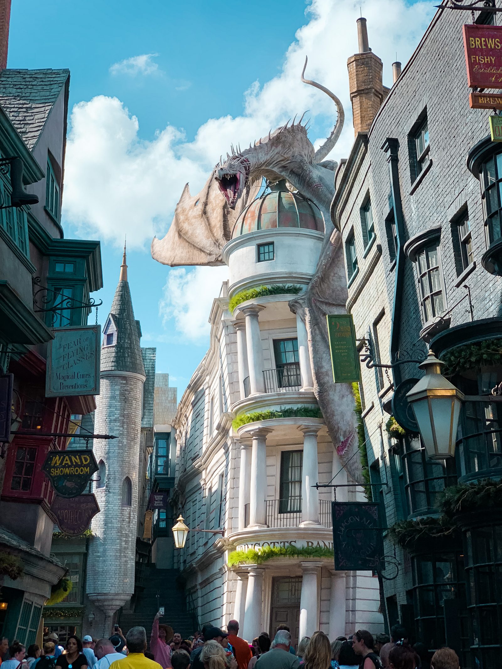 Gringotts Bank with a dragon on top at Universal Studios Orlando