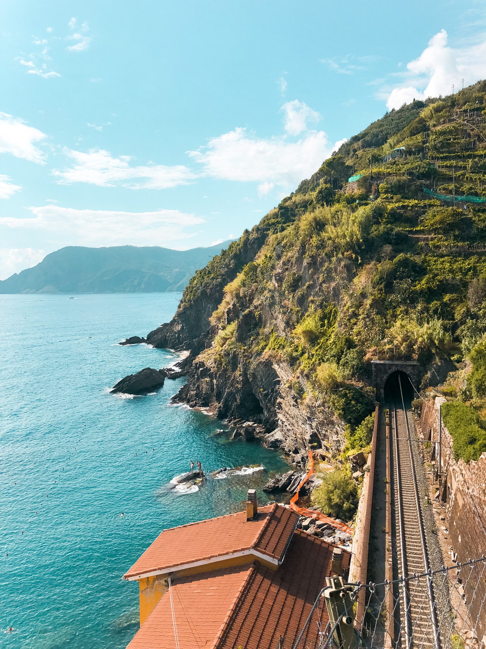 the view from the train station from one of the fishing villages of Cinque Terre