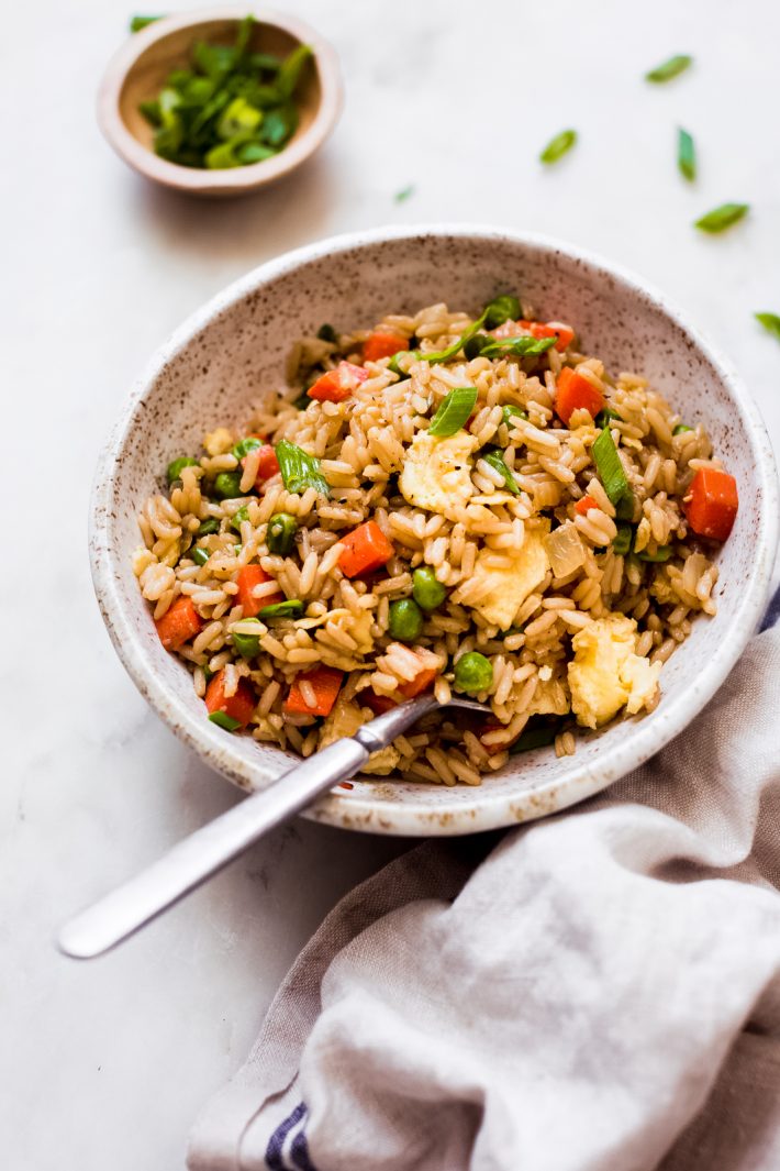 homemade fried rice in a bowl