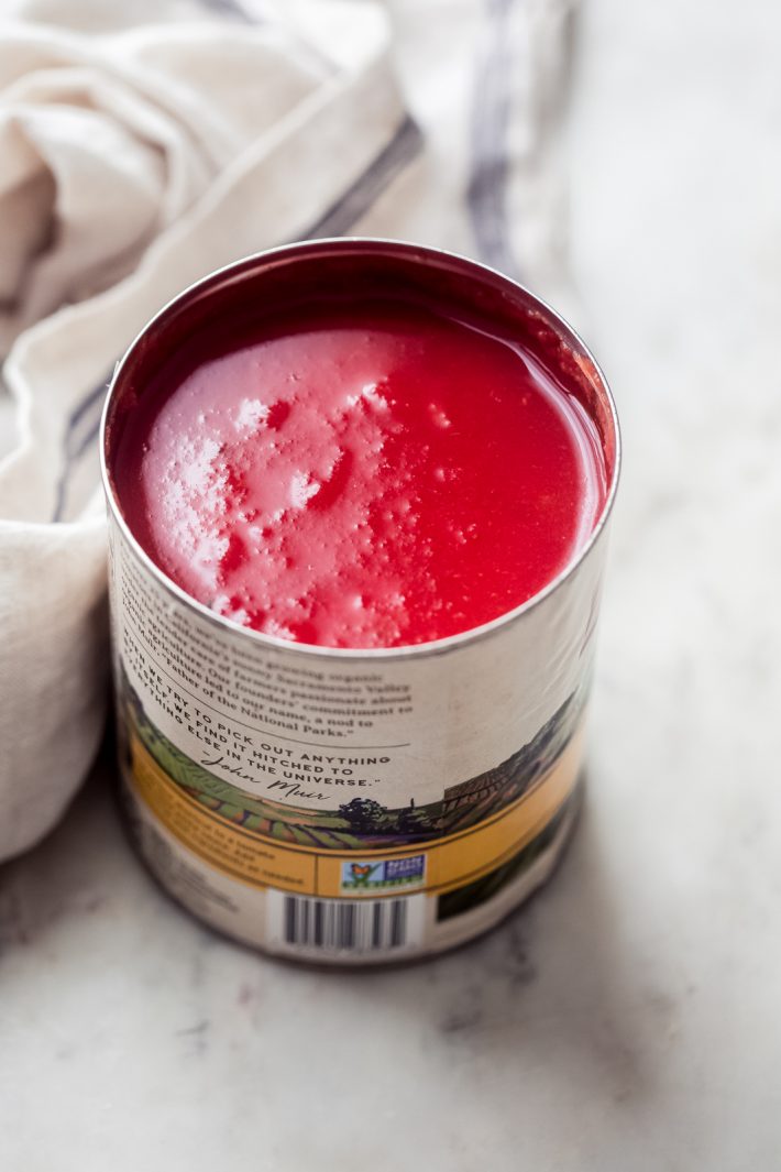 open can of tomatoes
