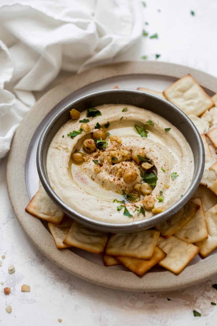 Ultra Smooth and Creamy Hummus Plated