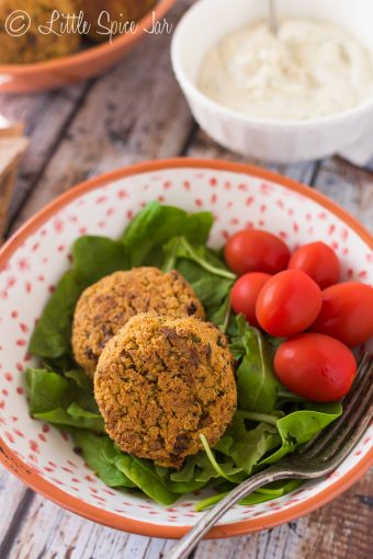 Baked Quinoa Falafel with Homemade Tahini Sauce - Little Spice Jar