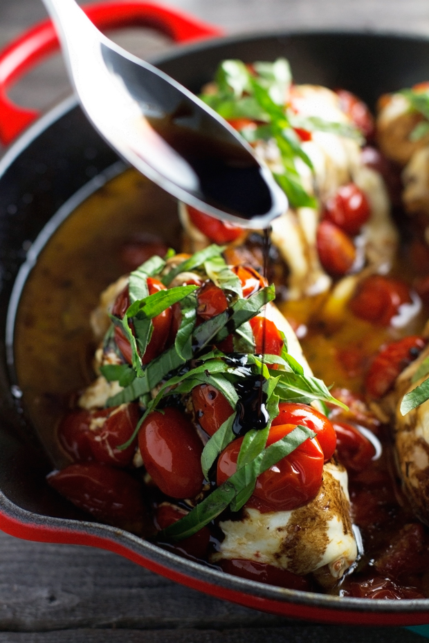 Baked Caprese Chicken with Balsamic Reduction