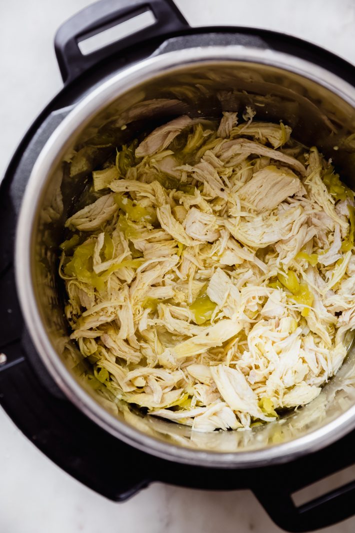 shredded peperoncini chicken in the instant pot