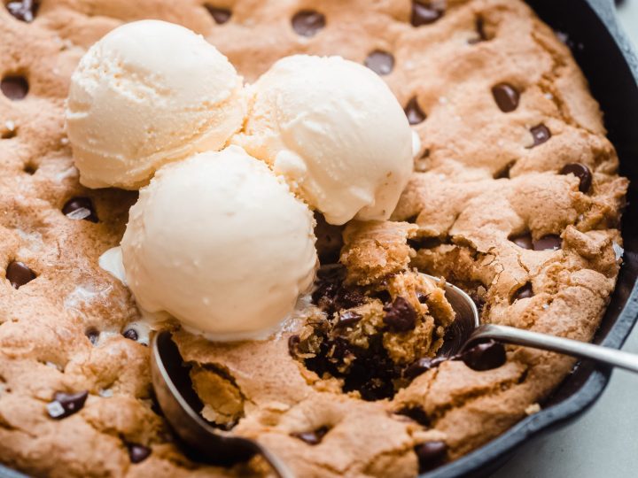 Giant Skillet Chocolate Chip Cookie Recipe (Pizookie) - Little Spice Jar