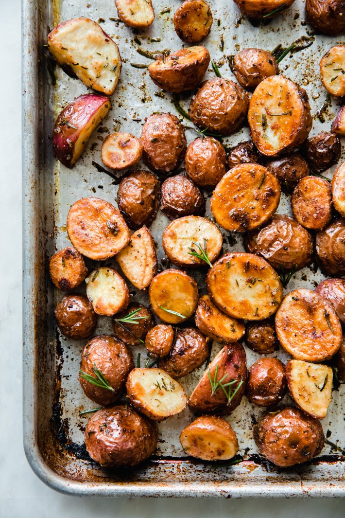 roasted potatoes on sheet pan