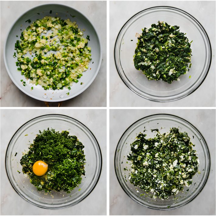step by step images of spinach filling